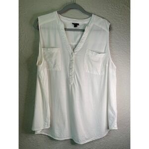 Torrid Sleeveless Top Button Down‎ Pockets White Plus Size 18/20